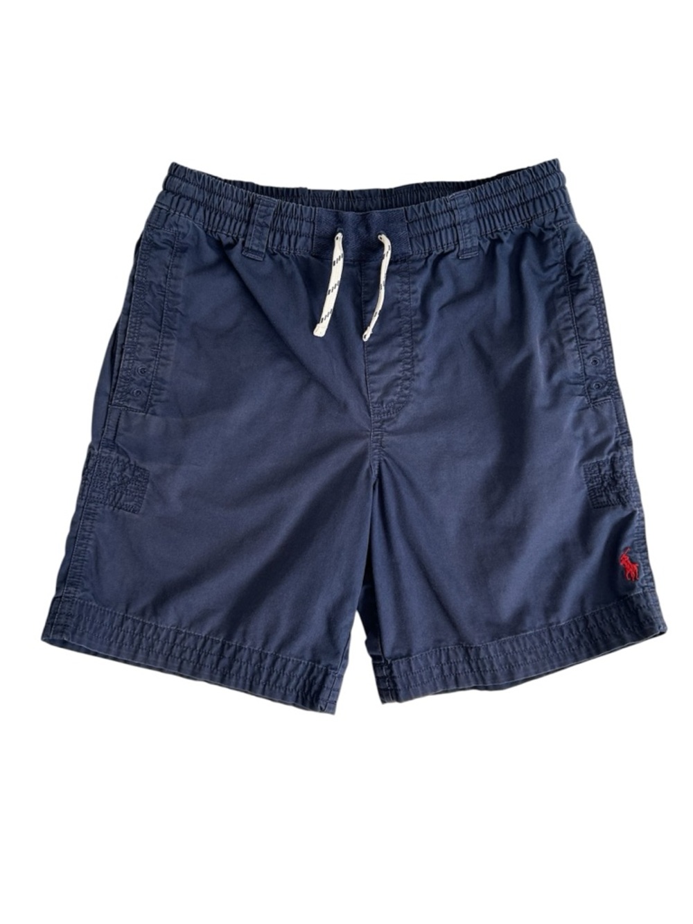 Polo by Ralph Lauren Navy Blue Drawstring Shorts with Red Polo Logo M(10-12)